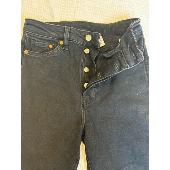 H&M &Denim jeans Women Sz 2 mom jeans black Charcoal Preppy Classic Minimal - Picture 1 of 8